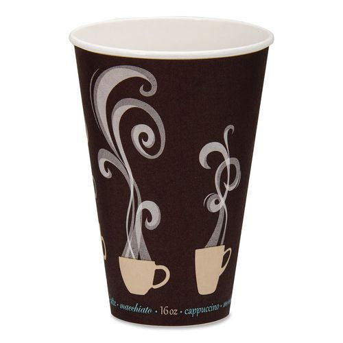 Image of SOLO® DWTG16ST Thermoguard Insulated Paper Hot Cups, 16 oz, Steam Print Design, 600/Carton