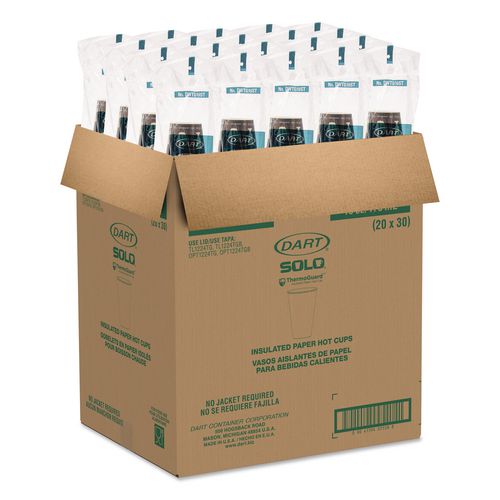 Image of SOLO® DWTG16ST Thermoguard Insulated Paper Hot Cups, 16 oz, Steam Print Design, 600/Carton