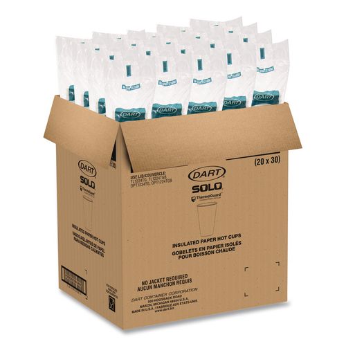 Image of SOLO® DWTG16W Thermoguard Insulated Paper Hot Cups, 16 oz, White Sustainable Forest Design, 30/Pack