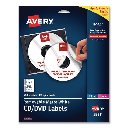 Image of Avery® 05931 Laser Cd Labels, Matte White, 50/pack