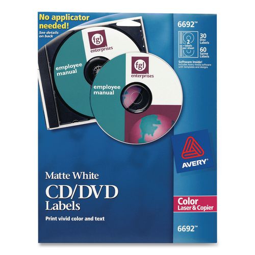 Image of Avery® 06692 Laser Cd Labels, Matte White, 30/pack