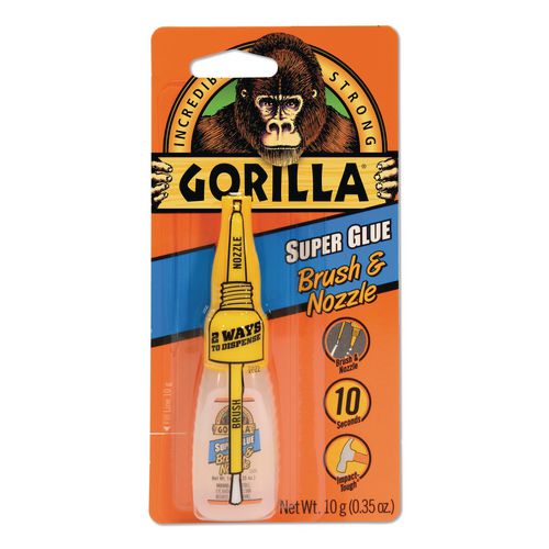 Image of Gorilla® 7500101 Super Glue With Brush And Nozzle Applicators, 0.35 Oz, Dries Clear