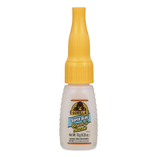 Image of Gorilla® 7500101 Super Glue With Brush And Nozzle Applicators, 0.35 Oz, Dries Clear