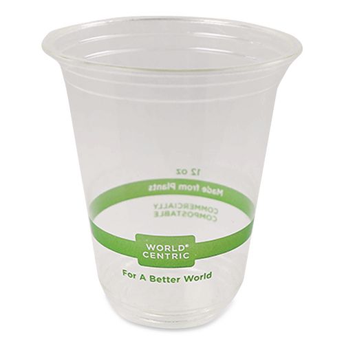 Image of World Centric® CPCS12 PLA Clear Cold Cups, 12 oz, Plastic, Clear, 1,000/Carton