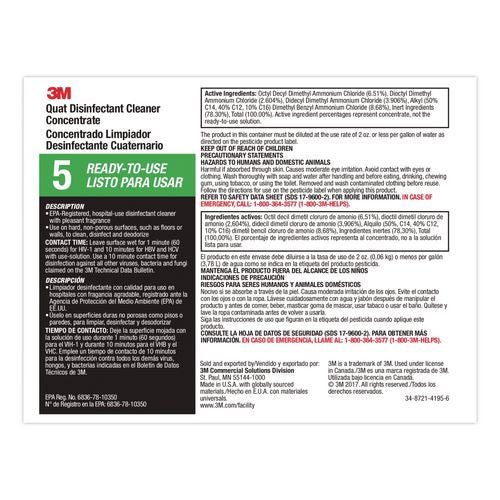 Image of 3M 7010386101 Quat Disinfectant Cleaner Concentrate, Pleasant Scent, 0.5 Gal Bottle, 4/carton