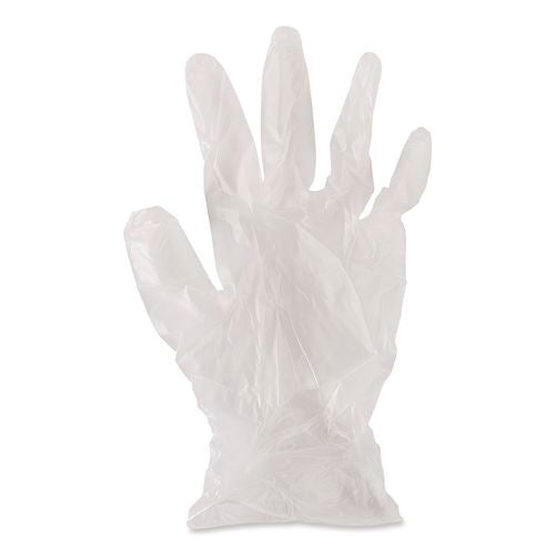 Image of Boardwalk® BWK361MCT Exam Vinyl Gloves, Powder-Free, Medium, 3.6 mil Thick, 9.5" Long, Clear, 100/Box, 10 Boxes/Carton