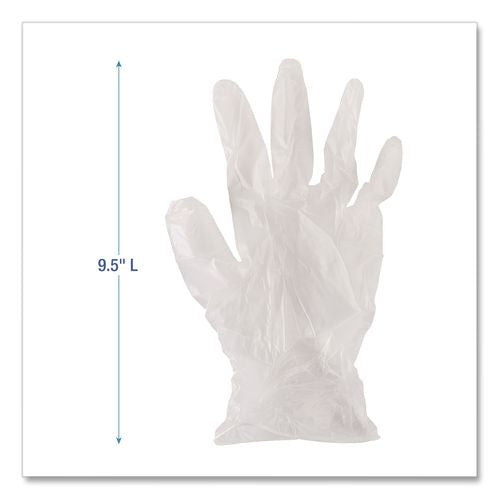 Image of Boardwalk® BWK361SCT Exam Vinyl Gloves, Powder-Free, Small, 3.6 mil Thick, 9.5" Long, Clear, 100/Box, 10 Boxes/Carton