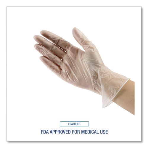 Image of Boardwalk® BWK361XLCT Exam Vinyl Gloves, Powder-Free, X-Large, 3.6 mil Thick, 9.5" Long, Clear, 100/Box, 10 Boxes/Carton