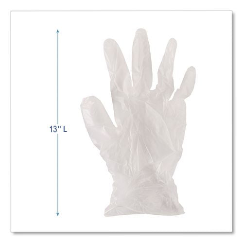 Image of Boardwalk® BWK365LBX General Purpose Vinyl Gloves, Powder-Free, Large, 2.6 mil Thick, 13" Long, Clear, 100/Box