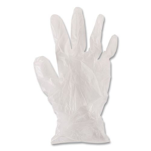Image of Boardwalk® BWK365LCT General Purpose Vinyl Gloves, Powder-Free, Large, 2.6 mil Thick, 9.5" Long, Clear, 100/Box, 10 Boxes/Carton