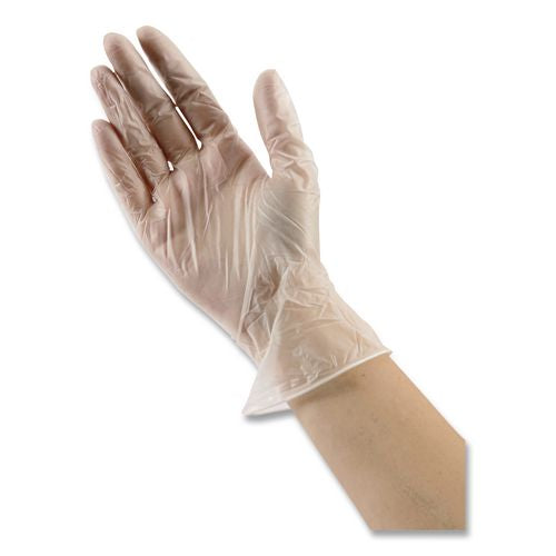 Image of Boardwalk® BWK365MCT General Purpose Vinyl Gloves, Powder-Free, Medium, 2.6 mil Thick, 9.5" Long, Clear, 100/Box, 10 Boxes/Carton