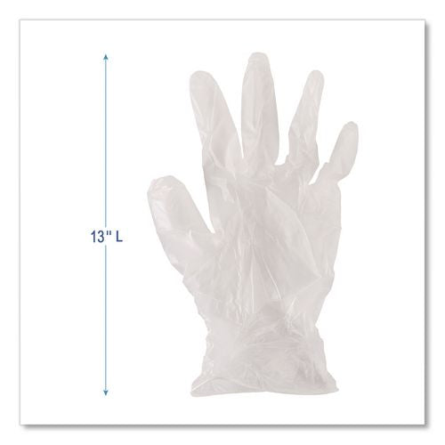 Image of Boardwalk® BWK365SBX General Purpose Vinyl Gloves, Powder-Free, Small, 2.6 mil Thick, 9.5" Long, Clear, 100/Box