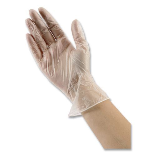 Image of Boardwalk® BWK365SBX General Purpose Vinyl Gloves, Powder-Free, Small, 2.6 mil Thick, 9.5" Long, Clear, 100/Box