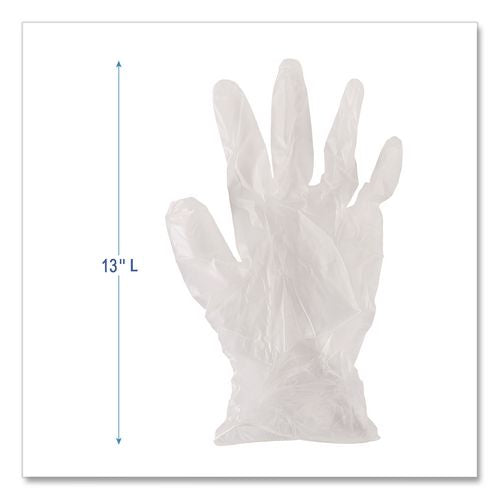 Image of Boardwalk® BWK365SCT General Purpose Vinyl Gloves, Powder-Free, Small, 2.6 mil Thick, 9.5" Long, Clear, 100/Box, 10 Boxes/Carton