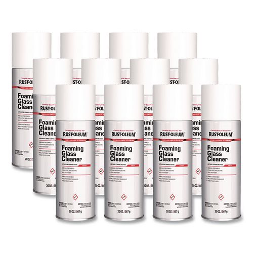 Image of Rust-Oleum® 381658 Professional Foaming Glass Cleaner Aerosol, 20 oz Aerosol Spray, 12/Carton