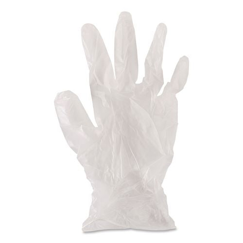 Image of Boardwalk® BWK361LBX Exam Vinyl Gloves, Powder-Free, Large, 3.6 mil Thick, 9.5" Long, Clear, 100/Box