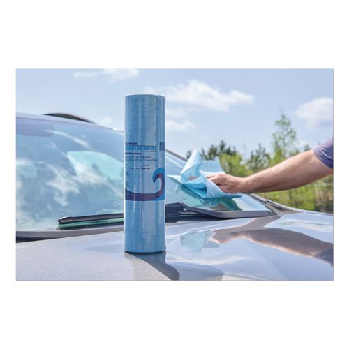 Image of Boardwalk® AUTORL1650B Automotive Wiper Rolls, 9.4 x 11, Blue, 55/Roll, 30 Rolls/Carton