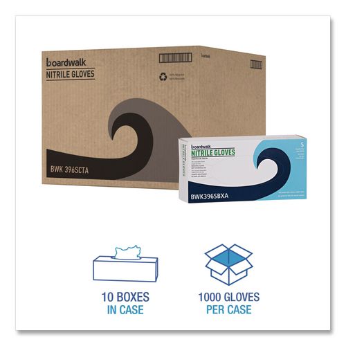 Image of Boardwalk® 396XSCTA 396 Series Disposable General-Purpose Nitrile Gloves, Powder-Free, X-Small, 4.4 mil Thick, 9.5" Long, Black, 100/Box,10 BX/CT