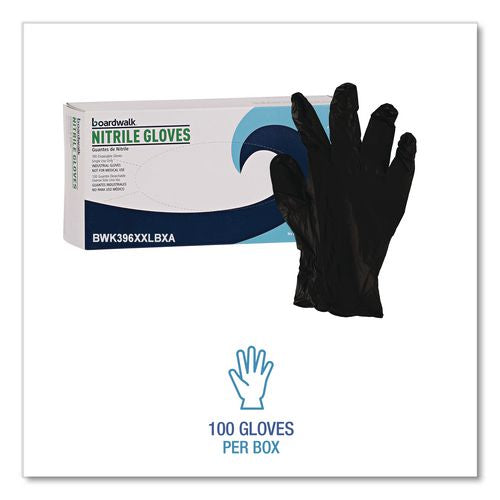 Image of Boardwalk® 396XXLBXA 396 Series Disposable General-Purpose Nitrile Gloves, Powder-Free, XX-Large, 4.4 mil Thick, 9.5" Long, Black, 100/Box