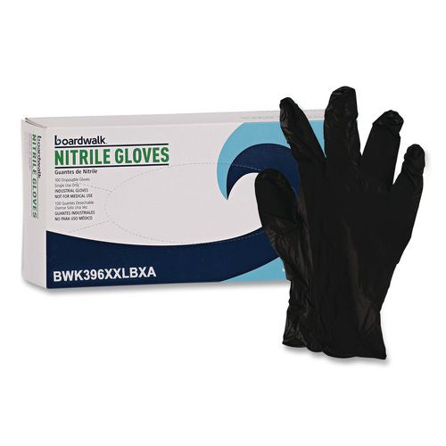 Image of Boardwalk® 396XXLBXA 396 Series Disposable General-Purpose Nitrile Gloves, Powder-Free, XX-Large, 4.4 mil Thick, 9.5" Long, Black, 100/Box