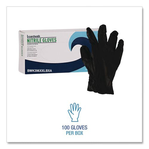Image of Boardwalk® 396XXLCTA 396 Series Disposable General-Purpose Nitrile Gloves, Powder-Free, XX-Large, 4.4 mil Thick, 9.5" Long, Black,100/Box,10 BX/CT