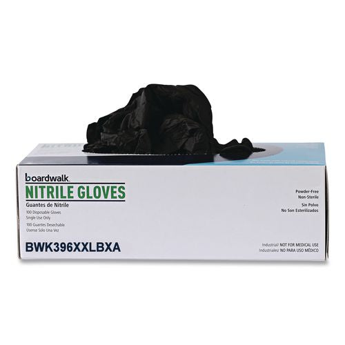 Image of Boardwalk® 396XXLCTA 396 Series Disposable General-Purpose Nitrile Gloves, Powder-Free, XX-Large, 4.4 mil Thick, 9.5" Long, Black,100/Box,10 BX/CT