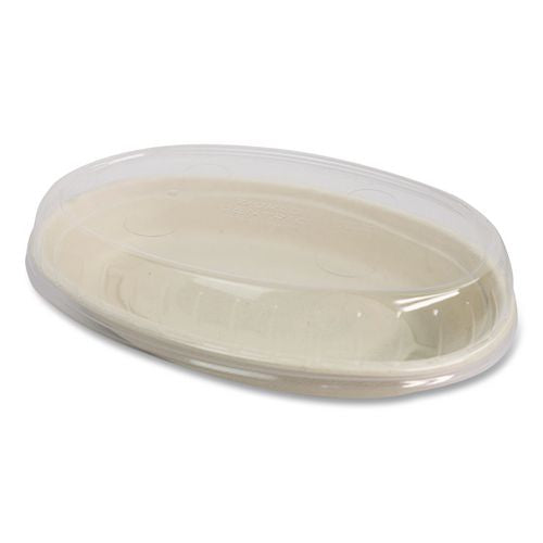 Image of World CentricÂ® PLA Lids for Fiber Burrito Bowls, 9.7" Diameter, Clear, Plastic, 300/Carton
