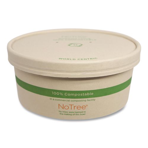Image of World Centric® BOL-NT-24W Paper Lids for Bowls. 5.9" Diameter, Natural, 300/Carton