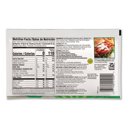 Image of Hidden Valley® 21004 The Original Ranch Dry Mix, Buttermilk Recipe, 3.2 oz Packet, 18/Carton