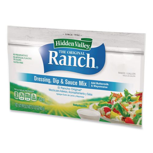 Image of Hidden Valley® 21004 The Original Ranch Dry Mix, Buttermilk Recipe, 3.2 oz Packet, 18/Carton