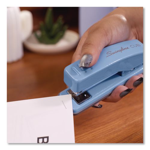 Image of Swingline® S701069 Cub Compact Metal Staplers, 20 Sheet Capacity, Electric Blue
