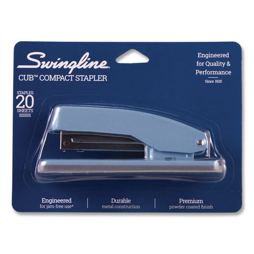 Image of Swingline® S701069 Cub Compact Metal Staplers, 20 Sheet Capacity, Electric Blue