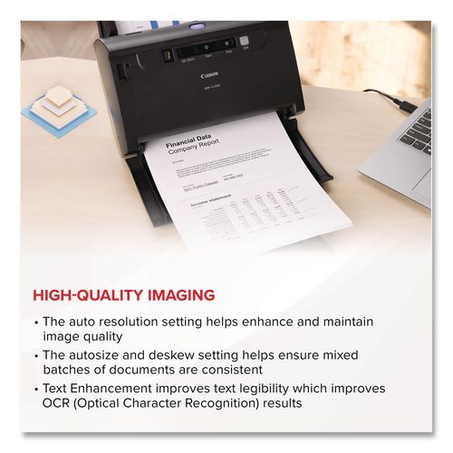 Image of Canon® 0651C002 IMAGEFORMULA DR-C240 OFFICE DOCUMENT SCANNER, 600 DPI OPTICAL RESOLUTION, 60-SHEET DUPLEX AUTO DOCUMENT FEEDER