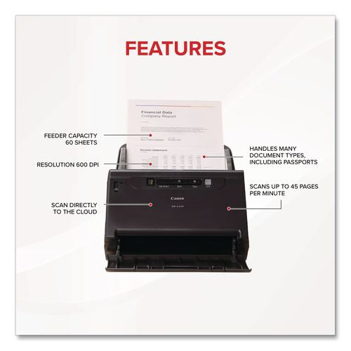 Image of Canon® 0651C002 IMAGEFORMULA DR-C240 OFFICE DOCUMENT SCANNER, 600 DPI OPTICAL RESOLUTION, 60-SHEET DUPLEX AUTO DOCUMENT FEEDER