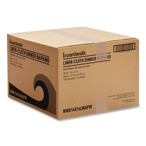 Image of Boardwalk® 14X14LNAPW Linen-Feel Flat Napkins, 1-Ply, 14 x 14, White, 1,000/Carton