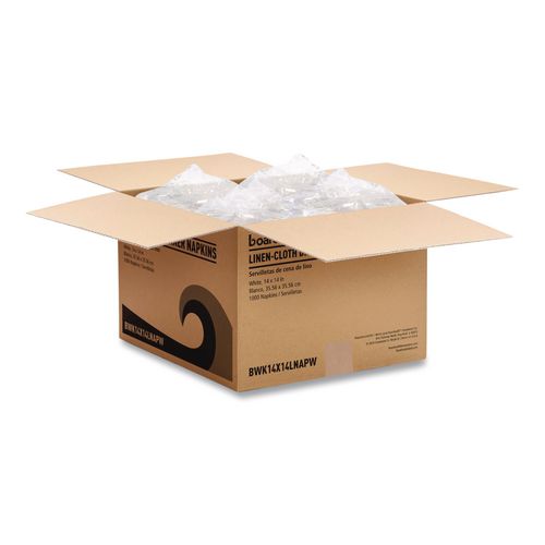 Image of Boardwalk® 14X14LNAPW Linen-Feel Flat Napkins, 1-Ply, 14 x 14, White, 1,000/Carton
