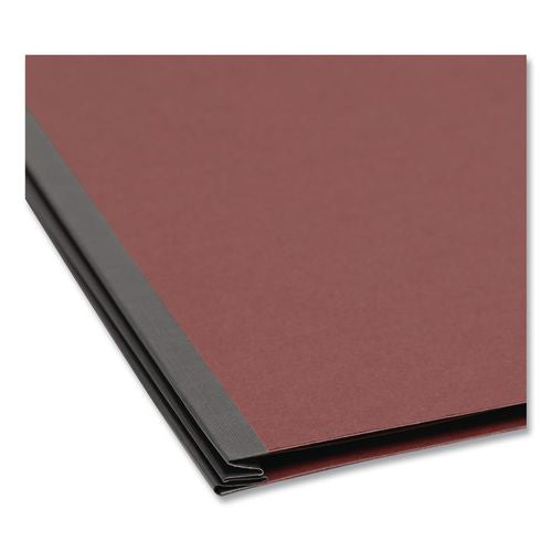 Image of Smead 13775 Pressboard Classification Folders, 2/5-Cut Tab, Expands 2", 1 Divider, 4 SafeSHIELD Fasteners, Letter Size, Red, 10/Box