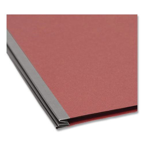 Image of Smead Recycled Pressboard Classification Folders, 3" Expansion, 3 Dividers, 8 Fasteners, Letter Size, Red Exterior, 10/Box