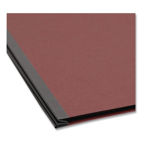 Image of Smead Pressboard Classification Folders, Four SafeSHIELD Fasteners, 2/5-Cut Tabs, 1 Divider, Legal Size, Red, 10/Box