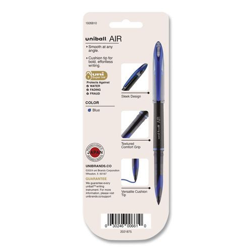 Image of uniball® 1926810 Air Porous Gel Pen, Stick, Medium 0.7 Mm, Blue Ink, Black/blue Barrel, 3/pack
