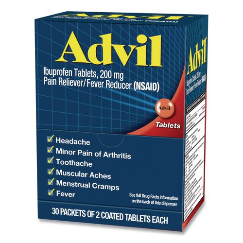 Image of Advil® 64008 Ibuprofen Tablets Refill Packs, Two-Pack, 30/Box