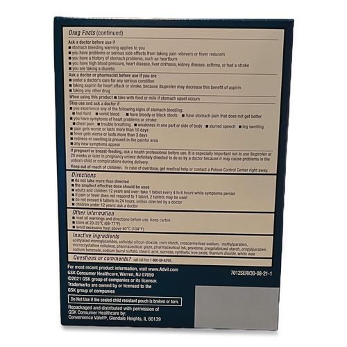 Image of Advil® 64008 Ibuprofen Tablets Refill Packs, Two-Pack, 30/Box