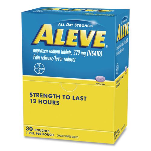 Image of Aleve® 64028 Pain Reliever Tablets Refill Packs, 1 Tablet/Packet, 30/Box