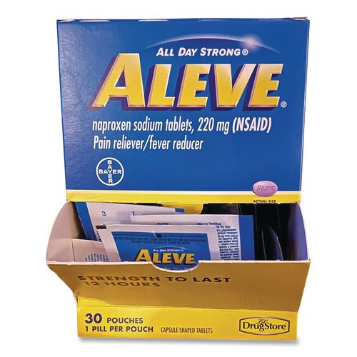 Image of Aleve® 64028 Pain Reliever Tablets Refill Packs, 1 Tablet/Packet, 30/Box