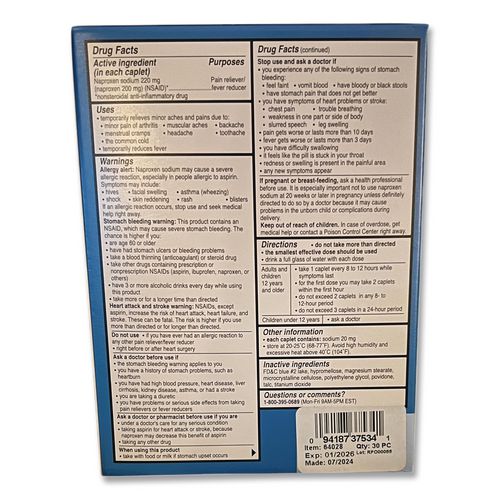 Image of Aleve® 64028 Pain Reliever Tablets Refill Packs, 1 Tablet/Packet, 30/Box