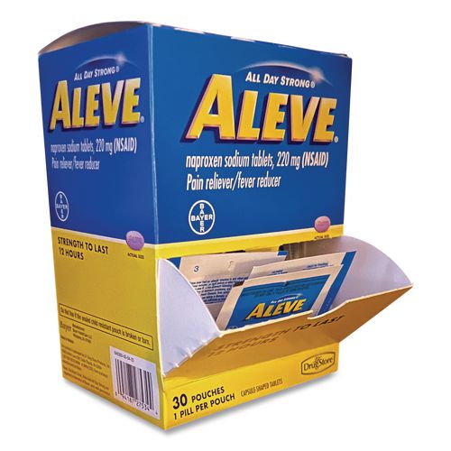 Image of Aleve® 64028 Pain Reliever Tablets Refill Packs, 1 Tablet/Packet, 30/Box