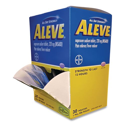 Image of Aleve® 64028 Pain Reliever Tablets Refill Packs, 1 Tablet/Packet, 30/Box