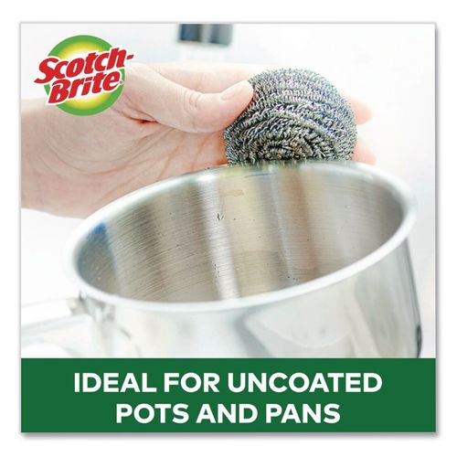 Image of Scotch-Brite® 84 Stainless Steel Scrubber, Silver, 12/carton
