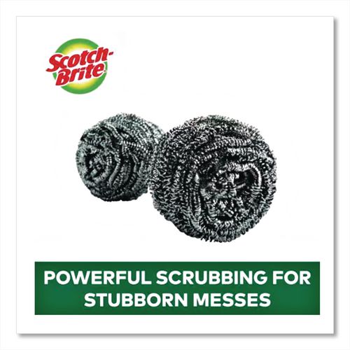 Image of Scotch-Brite® 84 Stainless Steel Scrubber, Silver, 12/carton