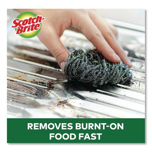 Image of Scotch-Brite® 84 Stainless Steel Scrubber, Silver, 12/carton